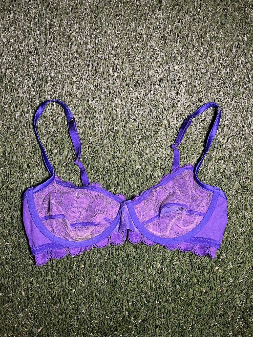 Savage X Fenty Balconette Bra Purple Lace Adjustable Strap Womens 34D